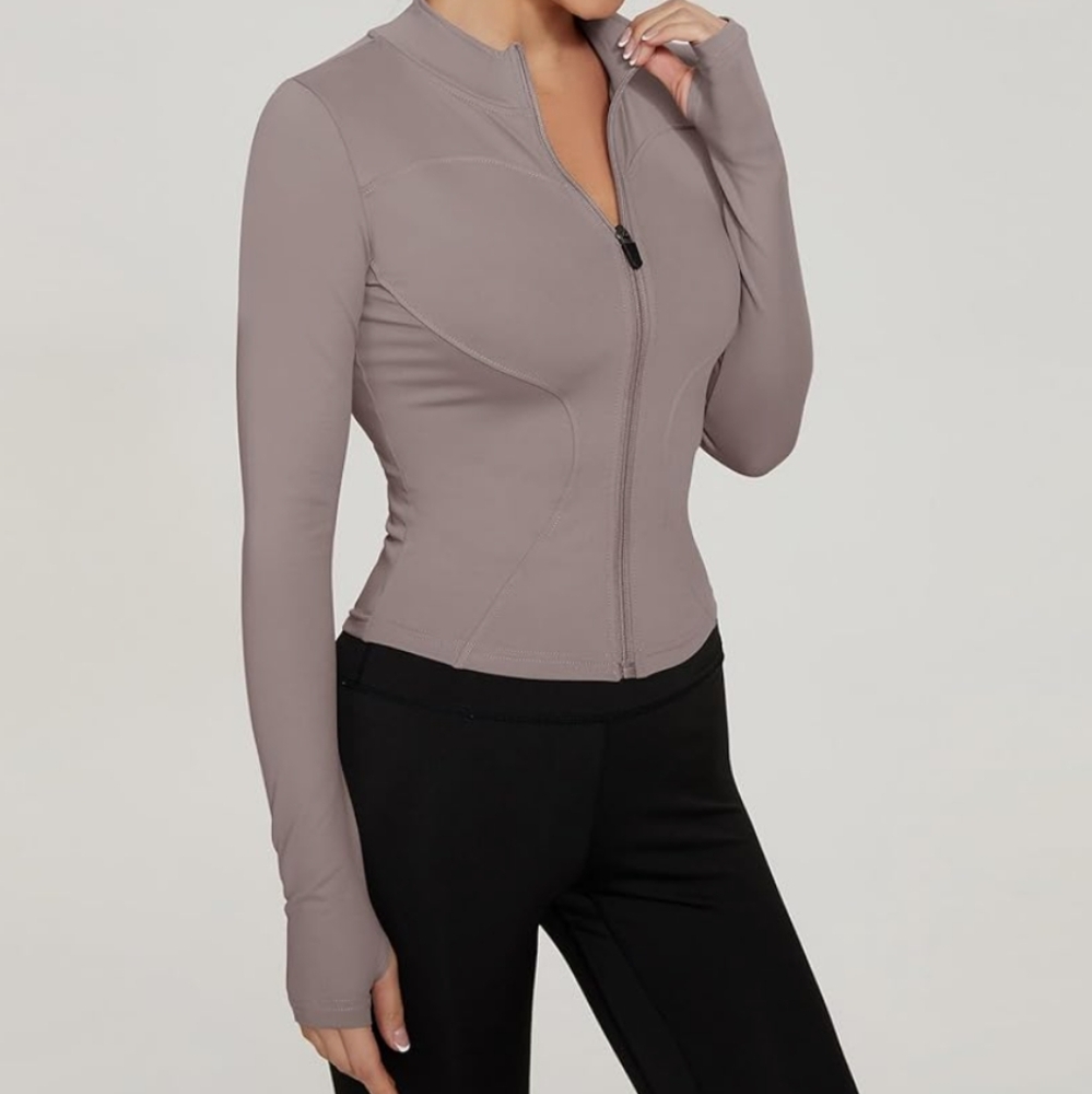 Workout Jacket Lightweight Zip Up Yoga Jacket Cropped Athletic Slim Fit XS
